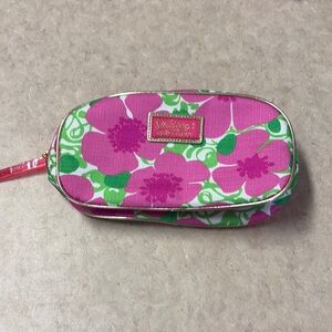 Lilly Pulitzer for Estée Lauder  Pink and Green Floral Cosmetic Bag